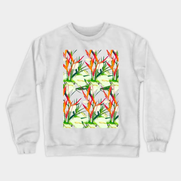 Tropical  Flowers Crewneck Sweatshirt by ruifaria